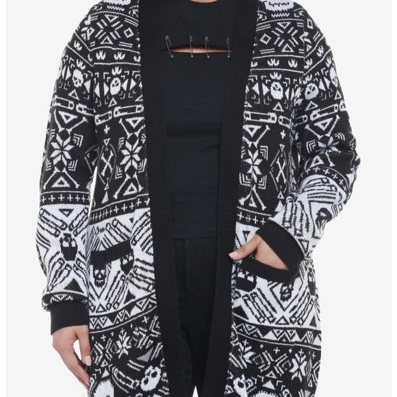 (Retired) Skulls Fair Isle Girls Open Cardigan Plus Size - Picture 2 of 5